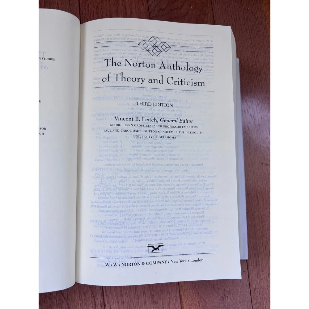 The Norton Anthology of Theory and Criticism Third Edition Vincent B Leitch